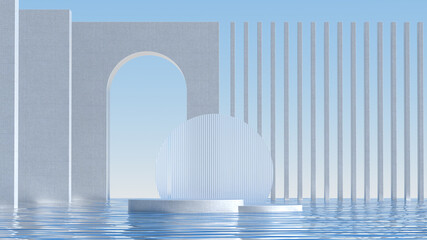 Advanced background High end scenario concrete wall 3D rendering booth