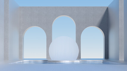 Advanced background High end scenario concrete wall 3D rendering booth