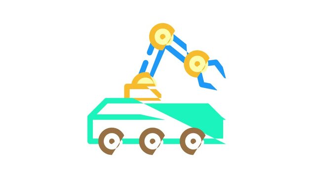 mine neutralization robot animated color icon mine neutralization robot sign. isolated on white background