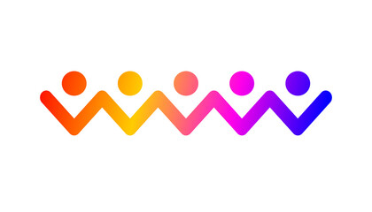 Abstract people holding hands logo. Minimal  geometric symbol of friendship