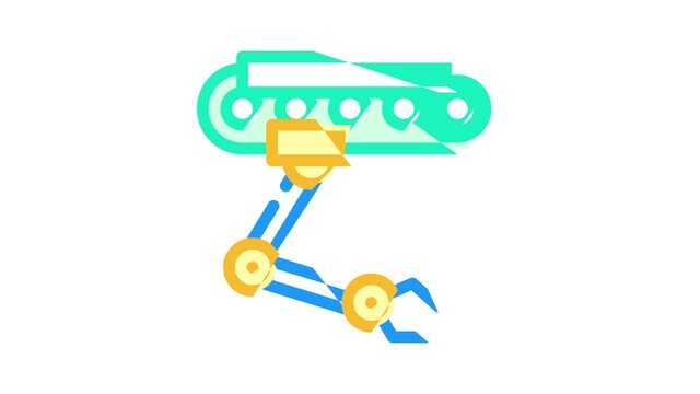 robotic hand on rail animated color icon robotic hand on rail sign. isolated on white background