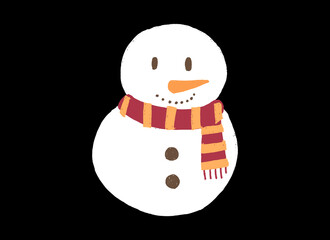 Snowman hand drawn isolated  on png or transparent  background. Graphic resources for Christmas, New Year, Birthdays and luxury card. Vector illustration