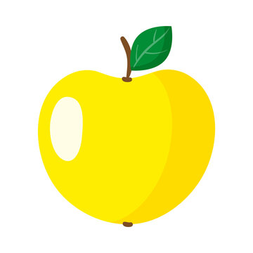 Vector cartoon fresh yellow apple fruit.