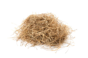 Obraz premium Heap of dried hay on white background