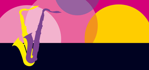 Music graphic with saxophone. The graphic is also to use as cmyk graphic. - 473317919