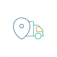 delivery truck shipping track logo icon line style graphic design vector