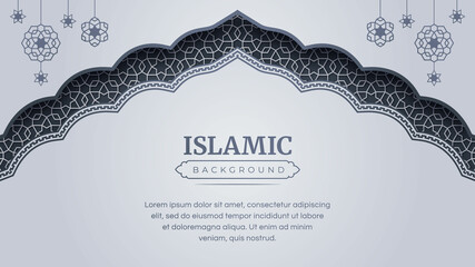 Islamic Arabic Arabesque Ornament Pattern Frame Background with Copy Space
