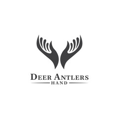 Creative deer antler and hand logo