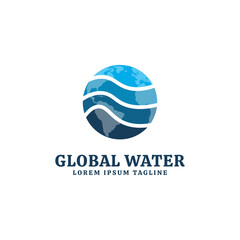Vector logo design template for business. Global Water logo icon.