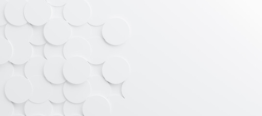 Abstract and Illustration of white cycle background,light and shadow with free space, 3D rendering and copy space.