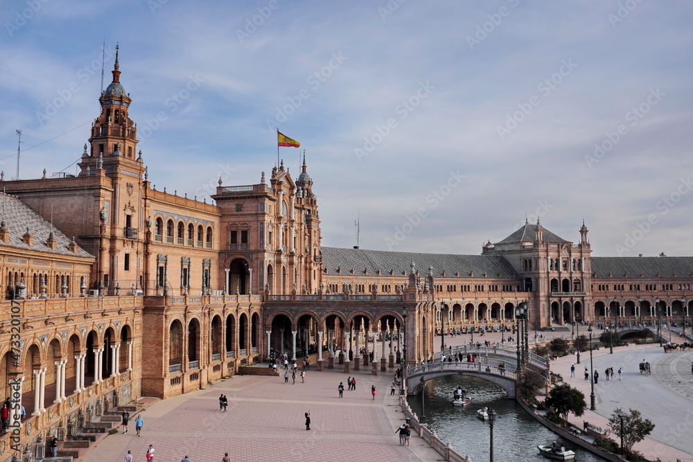 Poster plaza de españa. sevilla. place d'espagne. séville. andalousie. espagne.