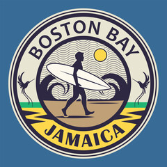 Boston Bay, Jamaica - surfer sticker