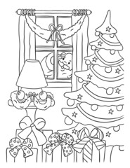 hand drawn christmas tree colouring book 