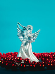 Christmas angel statue with decorations