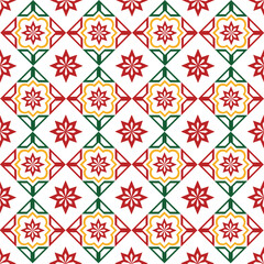 Abstract graphic seamless of colorful green ,red and yellow flower is rotation and repeat.Vector beautiful endless pattern design for decorating , fabric, wrapping, textile, wallpaper,apparel,mosaic 