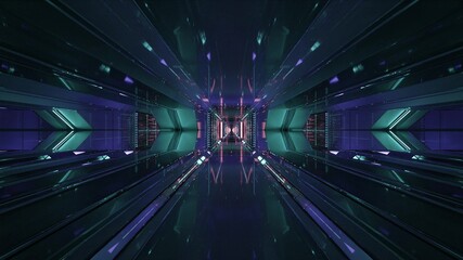 Fototapeta na wymiar 3D illustration of geometric sci fi corridor in 4K UHD quality