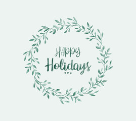 Hand-drawn Christmas card. Elegant minimalist holiday card. Happy Holidays