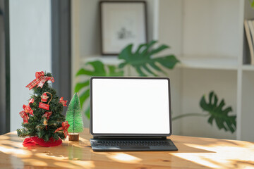 Standing holiday writing tablet with room for text. Christmas-themed writing tablet.