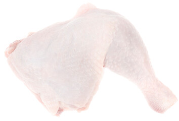 Raw fresh chicken leg isolated on white background