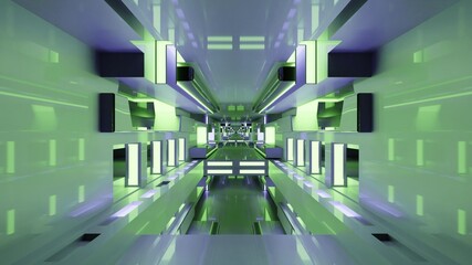 3d illustration of sci fi green corridor
