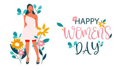 Happy Women's Day 2022. Background for the holiday on March 8. Vector illustration.