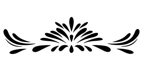 Decorative border floral ornament.  Hand drawn vector illustration, isolated on a white background.