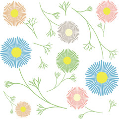 Colorful and gentle flower material. Spring marguerite. Vector illustration.
