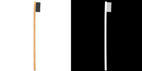 3D rendering illustration of a bamboo toothbrush