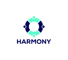 Harmony logo is consistency, unity, tune, alliance, accord, team, teamwork.