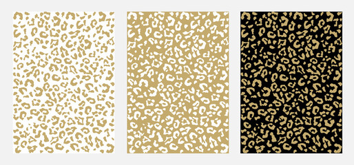 Trendy gold abstract seamless pattern skin leopard   set. Vector illustration.  Luxuy and gold background .Golden and white texture on dark background for fashion print, cover, wrap, wallpapper © Lyona