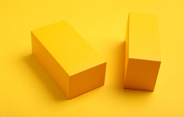 Two Yellow boxes mockup on yellow background