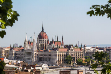 Fototapeta na wymiar Scenic Hungarian Parliament in Budapest seen from Gellert hill