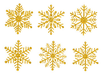 Snowflakes gold glitter vector illustration