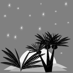 Fototapeta na wymiar design illustration of palm tree in silhouette concept