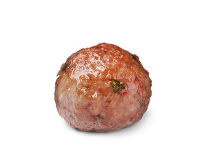 One tasty cooked meatball isolated on white