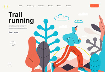 Runners - a man running and exercising outside, website template