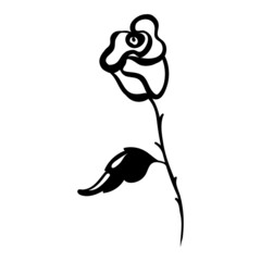Rose flower hand drawn black and white.
