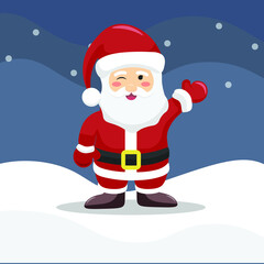 Happy santa claus winking eye character surrounded by snow vector
