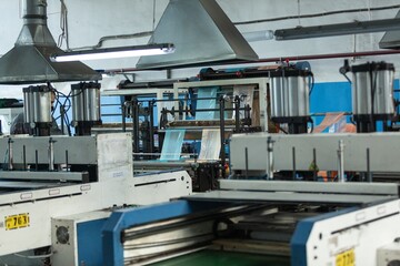 Industrial factory in mechanical engineering for the manufacture - interior of a production hall