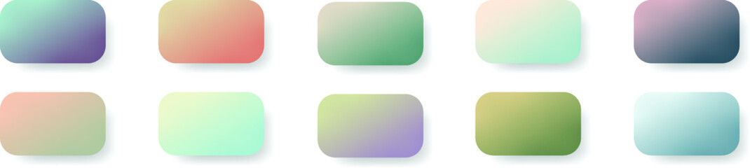 Set of gradients in various shades of blue, lilac and violet colors. Sky banners collection. Modern Aesthetics Muted Color Gradients Set Vector for UI UX Design on White Background.