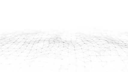 Dynamic wave with connected dots and lines on a white background. Digital wave background concept. Abstract technology background. Big data visualization. 3D rendering. - Powered by Adobe