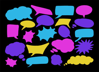 Set of hand spray graffiti speech bubbles frame. design elements background