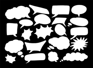 Set of hand spray graffiti speech bubbles frame. design elements background