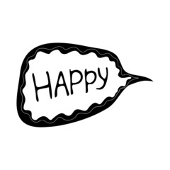 Hand lettering inscription Happy for festive decoration. Vector illustration.