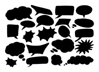 Set of hand spray graffiti speech bubbles frame. design elements background
