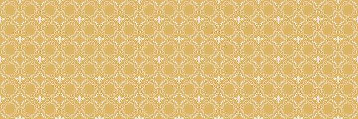 Beautiful background pattern with decorative ornaments on a gold background. Vector graphics