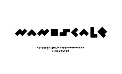 Pixel rounded font, trendy black bold alphabet