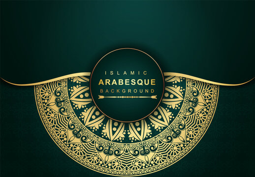 Luxury Mandala Islamic Background with Golden Arabesque Pattern