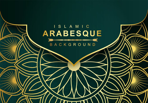 Luxury Mandala Islamic Background with Golden Arabesque Pattern