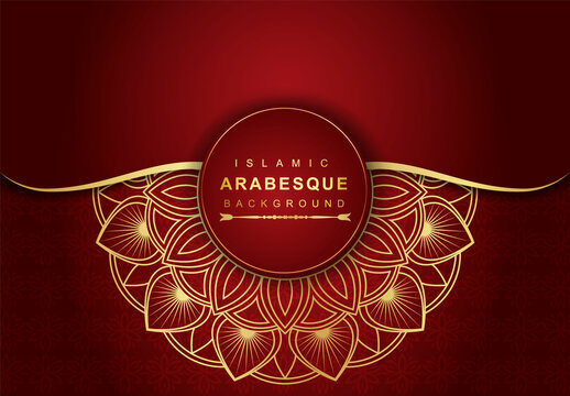 Luxury Mandala Islamic Background with Golden Arabesque Pattern